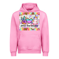 Fuchsia Pink peace loeve unicorns Urban Hoodie - CowGirlArtShop
