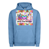 Pigment Pebble Blue peace loeve unicorns Urban Hoodie - CowGirlArtShop