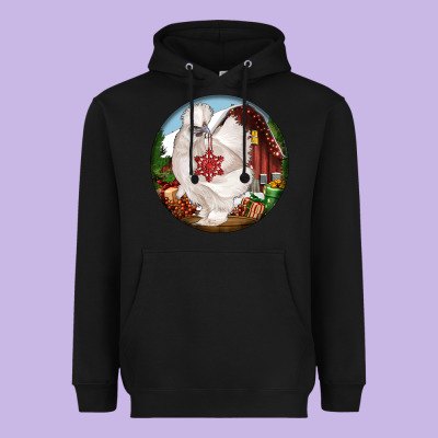 Silkie Chicken Christmas Heavyweight Hoodie Designed By Lillyallendesigns