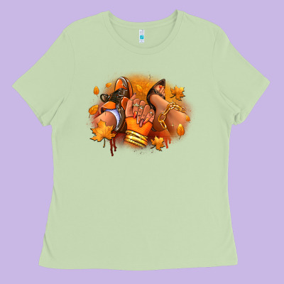 Ladies Tee Fall sneaker and heel afro woman