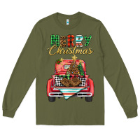 Army Green merry christmas truck Long Sleeve Tee - BarkalooDesign