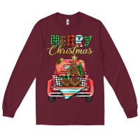 Burgundy merry christmas truck Long Sleeve Tee - BarkalooDesign
