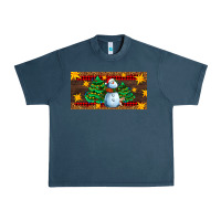 Midnight Navy christmas tree with snowman Urban Heavy Tee - AdoDesignShop