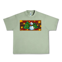 Oil Green christmas tree with snowman Urban Heavy Tee - AdoDesignShop