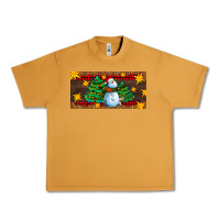 Christmas Tree With Snowman Urban Heavy Tee | Teevron