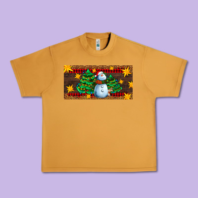 Christmas Tree With Snowman Urban Heavy Tee Designed By Adodesignshop