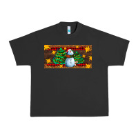 Pigment Black christmas tree with snowman Urban Heavy Tee - AdoDesignShop