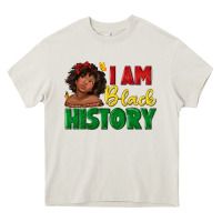I Am Black History With Afro Black Girl Heavy Core Tee | Teevron