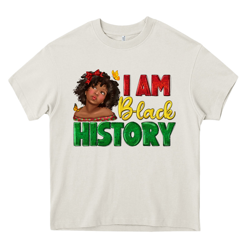 I Am Black History With Afro Black Girl Heavy Core Tee by texasbilliewilder | Teevron