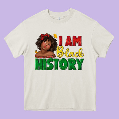 I Am Black History With Afro Black Girl Heavy Core Tee Designed By Texasbilliewilder