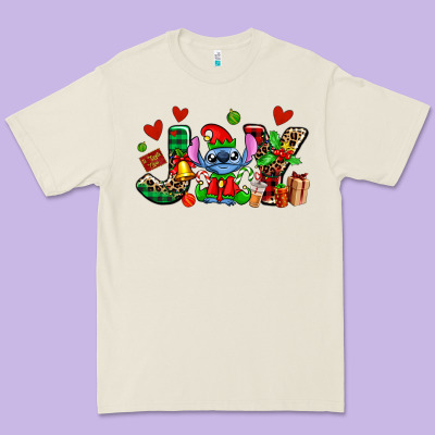 Joy With Christmas Elf Stitch Premium Tee Designed By Adodesignshop