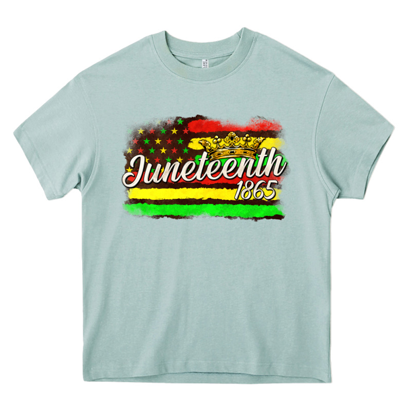 Juneteenth 1865 With Crown Flag Heavy Core Tee by texasbilliewilder | Teevron