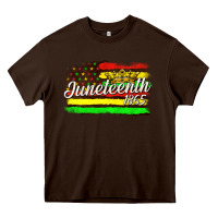 Chocolate Brown juneteenth 1865 with crown flag Heavy Core Tee - texasbilliewilder