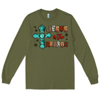 Army Green jesus is the reason for this season christmas Long Sleeve Tee - Jasminsmagicworld