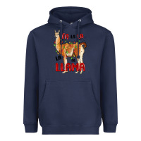 Navy christmas llama Heavyweight Hoodie - LillyAllenDesigns