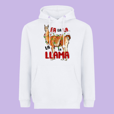 Christmas Llama Heavyweight Hoodie Designed By Lillyallendesigns