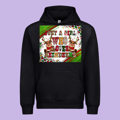 Just A Girl Who Loves Reindeer Urban Hoodie Designed By Cowgirlartshop