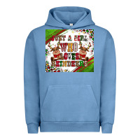 Pigment Pebble Blue just a girl who loves reindeer Urban Hoodie - CowGirlArtShop