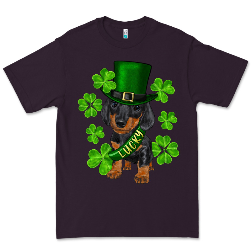 St. Patrick's Day Lucky Dachshund Puppy Premium Tee by RanaPortraitStore | Teevron