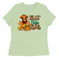 Matcha Hay there Fall pumpkin heifer Ladies Tee - RanaPortraitStore