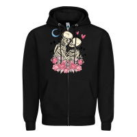 Black the lovers skeletons Zipper Hoodie - MaliasSmallBusiness