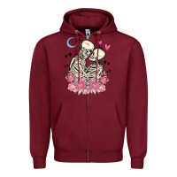 Burgundy the lovers skeletons Zipper Hoodie - MaliasSmallBusiness