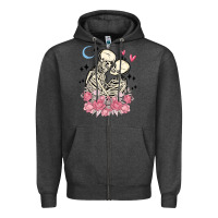 Charcoal Heather the lovers skeletons Zipper Hoodie - MaliasSmallBusiness