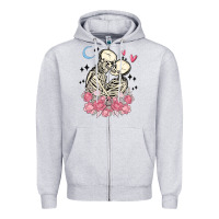 Heather Grey the lovers skeletons Zipper Hoodie - MaliasSmallBusiness