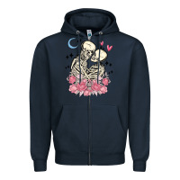 Navy the lovers skeletons Zipper Hoodie - MaliasSmallBusiness