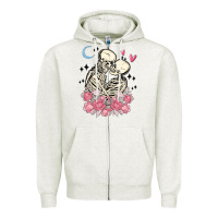 Oatmeal Heather the lovers skeletons Zipper Hoodie - MaliasSmallBusiness