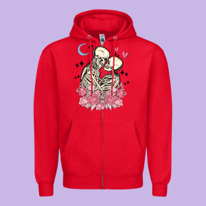 The Lovers Skeletons Zipper Hoodie Designed By Maliassmallbusiness