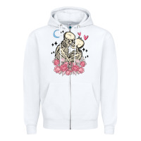 White the lovers skeletons Zipper Hoodie - MaliasSmallBusiness