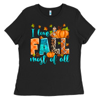 Black I love Fall most of all Ladies Tee - RanaPortraitStore