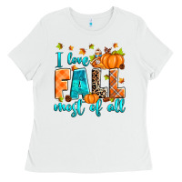 White I love Fall most of all Ladies Tee - RanaPortraitStore