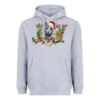 Heather Grey Russian Blue Cat Joy Heavyweight Hoodie - LillyAllenDesigns