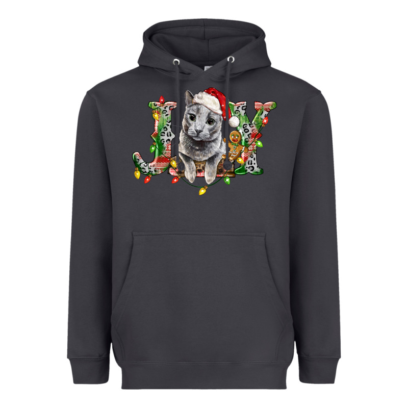 Russian Blue Cat Joy Heavyweight Hoodie by LillyAllenDesigns | Teevron