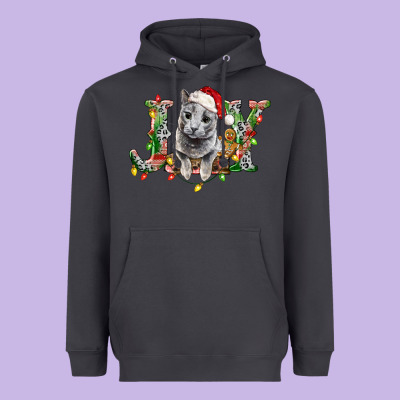 Russian Blue Cat Joy Heavyweight Hoodie Designed By Lillyallendesigns