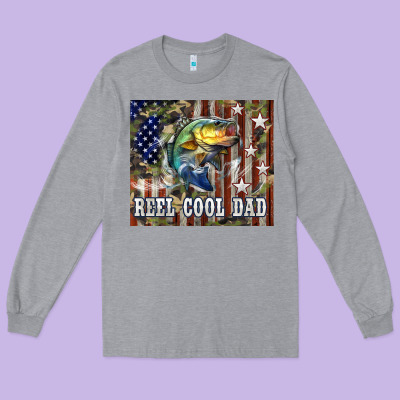 Western Reel Cool Dad Bass Long Sleeve Tee Designed By Lillyallendesigns