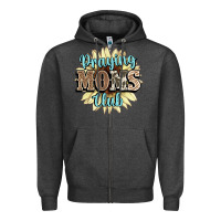 Charcoal Heather praying moms club Zipper Hoodie - NancyCooperArtShop