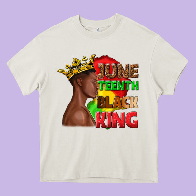 Juneteenth Black King Heavy Core Tee Designed By Texasbilliewilder