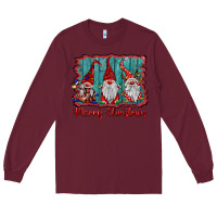 Burgundy merry christmas gnomes Long Sleeve Tee - BarkalooDesign
