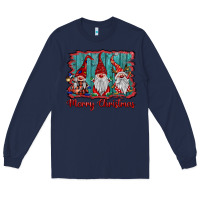 Navy merry christmas gnomes Long Sleeve Tee - BarkalooDesign