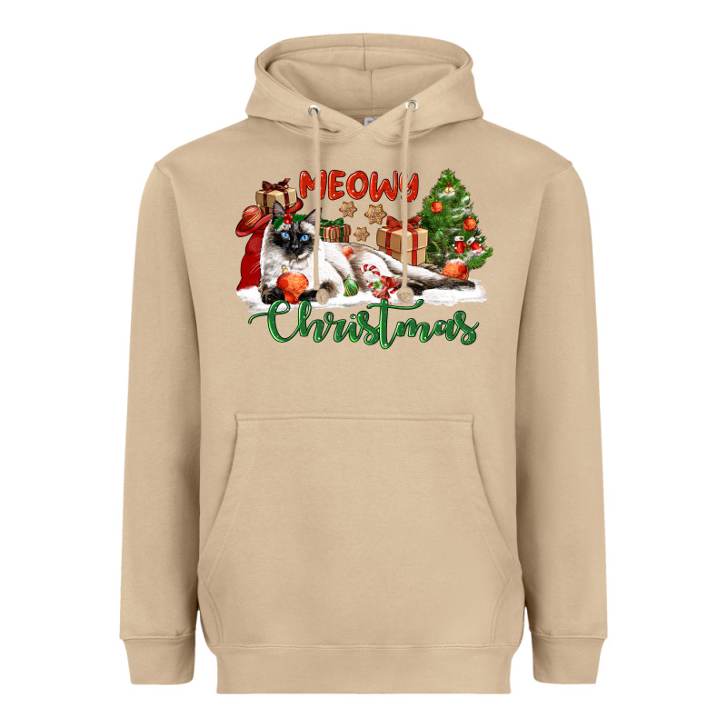 Siamese Cat Meowy Christmas Heavyweight Hoodie by LillyAllenDesigns | Teevron