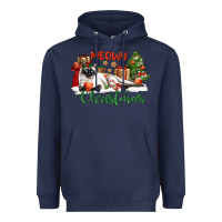 Navy siamese cat meowy christmas Heavyweight Hoodie - LillyAllenDesigns