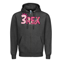 Charcoal Heather pink three rex Zipper Hoodie - MaliasSmallBusiness