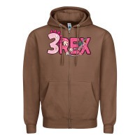 Chestnut pink three rex Zipper Hoodie - MaliasSmallBusiness