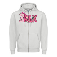 Dove Grey pink three rex Zipper Hoodie - MaliasSmallBusiness