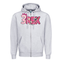 Heather Grey pink three rex Zipper Hoodie - MaliasSmallBusiness