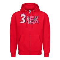 Red pink three rex Zipper Hoodie - MaliasSmallBusiness
