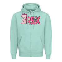 Seafoam pink three rex Zipper Hoodie - MaliasSmallBusiness